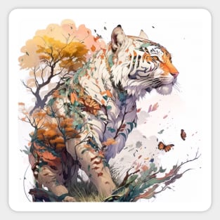 Tiger Portrait Animal Painting Wildlife Outdoors Adventure Sticker